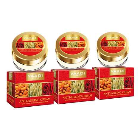 Buy Vaadi Herbals Anti Ageing Cream Almond, Wheatgerm Oil & Rose (30 g x 3) - Purplle