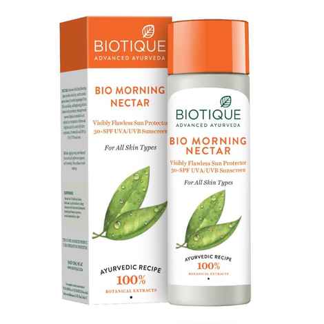 Buy Biotique Bio Morning Nectar Visibly Flawless Sun Protector 30+ SPF UVA/UVB Sunscreen - Purplle