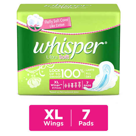 Buy Whisper Ultra Soft Sanitary Pads Extra Large Wings 7 pc pack - Purplle