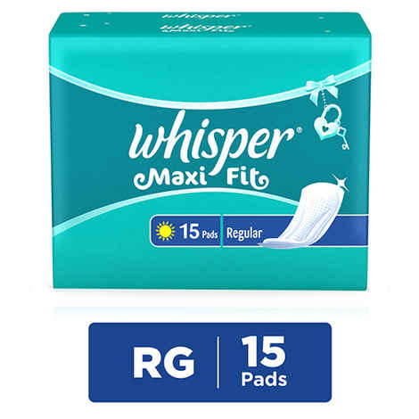 Buy Whisper Maxi Fit Sanitary Pads Regular Wings 15 pc Pack - Purplle
