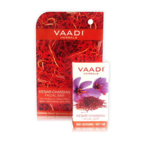 Buy Vaadi Herbals Kesar Chandan Facial Bar with Extract Orange Peel (25 g) (Buy 1 Get 1 Free) - Purplle