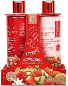 Buy Grace Cole Strawberry & Kiwi Fresh & Reviving Body Wash & Body Lotion - Purplle