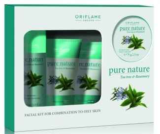 Oriflame Pure Nature Tea Tree & Rosemary Facial Kit (Combination To Oily Skin)
