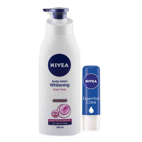 Buy Nivea Body Lotion, Whitening Even Tone UV Protect, For All Skin Types (400 ml) - Purplle