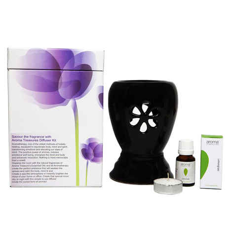 Buy Aroma Treasures Candle Diffuser - Black + Lemon Grass Oil - Purplle