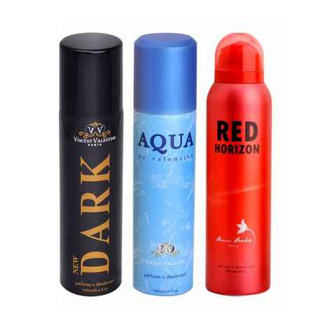 Buy Vincent Valentine Set of New Dark, Red Horizon & Aqua De Valentine Deodorants (160 ml each) - Purplle