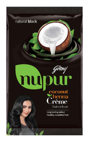 Buy Godrej Nupur Coconut Henna Creme Hair Colour Natural Black (20gm + 20ml) - Purplle