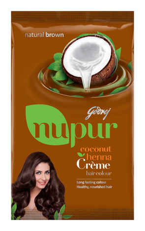 Buy Godrej Nupur Coconut Henna Creme Hair Colour Natural Brown (20gm + 20ml) - Purplle