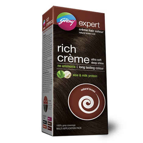 Buy Godrej Expert Rich Creme Hair Colour Natural Brown (4.00) - Multi Application Pack - Purplle