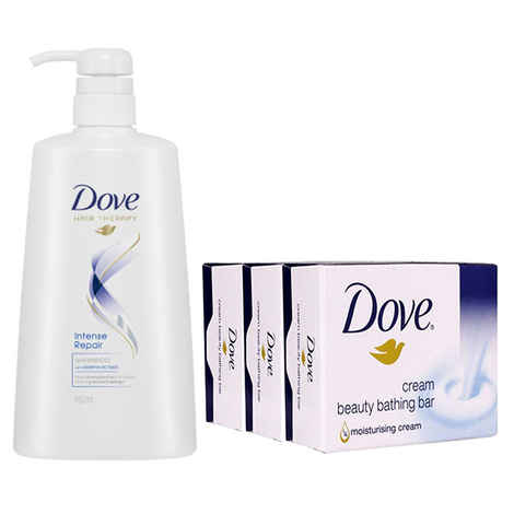 Buy Dove Hair Therapy Intense Repair Shampoo (650 ml) + FREE Dove Beauty Bar - Purplle