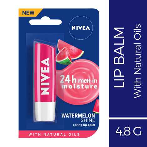 Buy Nivea Tinted Lip Balm with Natural oils & 24H melt-in moisture- Fruity Watermelon Shine - Purplle