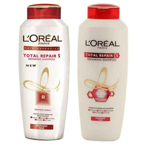 Buy L'Oreal Paris Hair Expertise Total Repair 5 Shampoo (360 ml) + Free L'Oreal L'Oreal Paris Hair Expertise Total Repair 5 Shampoo (175 ml) - Purplle