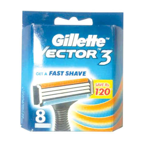 Buy Gillette Vector3 8 Cartridges - Purplle