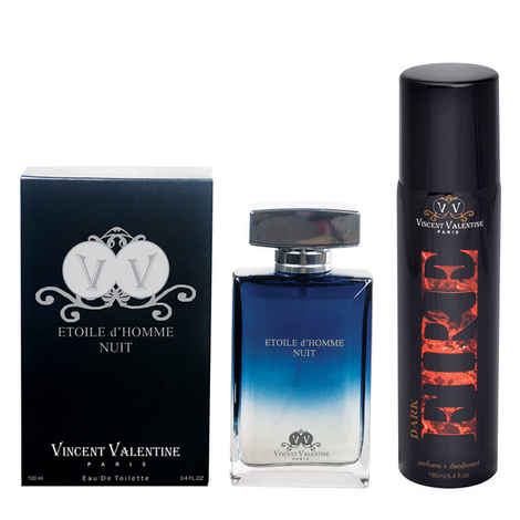 Buy Vincent Valentine, Paris Etoile DHomme Nuit Perfume (100 ml) & Dark Fire Deodorant (160 ml) - Purplle