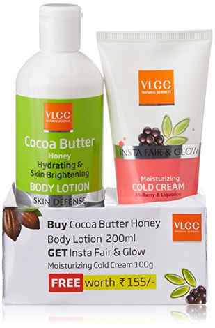 Free VLCC Insta Fair & Glow Cold Cream (100 g) With Cocoa Butter Body Lotion (200 ml)