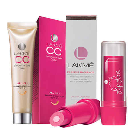 Buy Lakme CC Cream Beige (30 ml) (Complexion Care ) + Lakme Perfect Radiance Intense Whitening Day Creame (15 g) + Lakme Lip Love Lip Care - Strawberry (3.8 g) - Purplle