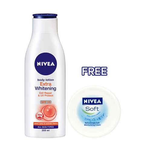 Buy Nivea Body Lotion, Extra Whitening Cell Repair SPF 15, For All Skin Types (200 ml) - Purplle