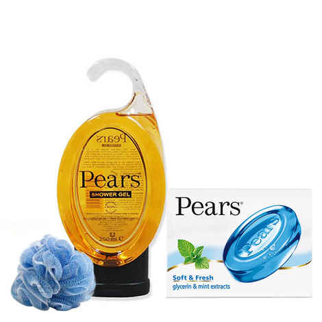 Buy Pears Pure & Gentle Shower Gel (250 ml) + Get Pears Soft & Fresh Soap Bar (75 g) + Loofah Free - 1 Each - Purplle