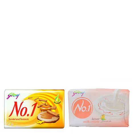 Buy Godrej No.1 Sandal & Turmeric Soap (4x100g) + Godrej No.1 Kesar Milk Soap (70 g) - Purplle