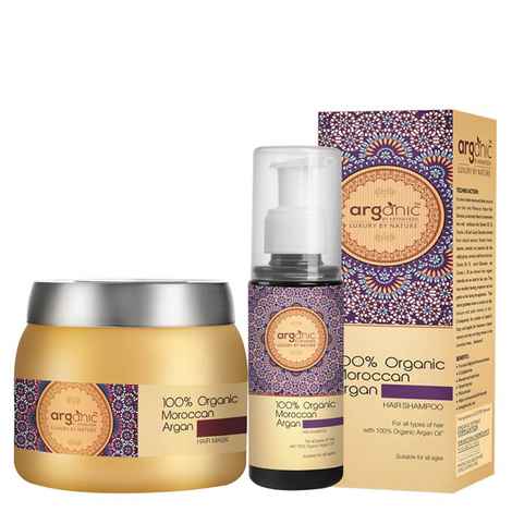 Buy Arganic 100% Moroccan Argan Gair Shampoo & Hair Mask Comb Pack (300 ml) - Purplle