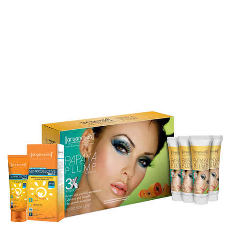 Buy Aryanveda Papaya Plump 3X Home Spa Kit With Spf-50 Combo Pack (55 g + 60 ml) - Purplle