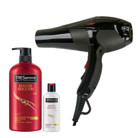 Buy Tresemme Keratin Shampoo (580 ml) + Conditioner (85 ml) + FREE Hair Dryer - Purplle