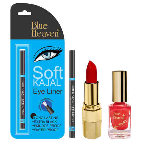 Buy Blue Heaven Xpression Lipstick O 151, Xpression Nail Paint 991 & Bh Kajal Liner Combo (4 g + 9 ml + 0.31 g) - Purplle