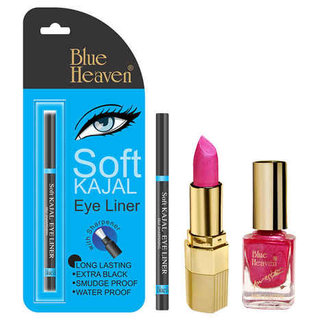 Buy Blue Heaven Xpression Lipstickp 069, Xpression Nail Paint 932 & Bh Kajal Liner Combo (4 g + 9 ml + 0.31 g) - Purplle