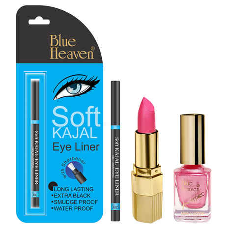 Buy Blue Heaven Xpression Lipstick P 077, Xpression Nail Paint 928 & Bh Kajal Liner Combo (4 g + 9 ml + 0.31 g) - Purplle