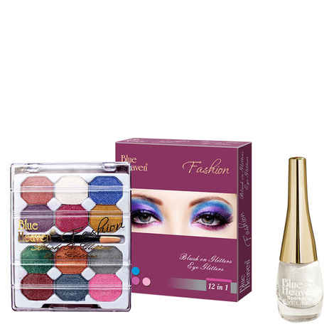 Buy Blue Heaven 12X1 Fashion Eye Shadow & Sparkeling Eyeliner 01 Combo (8 g + 5 ml) - Purplle
