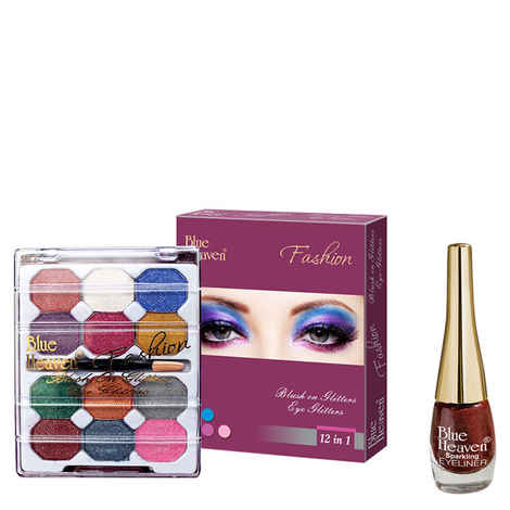 Buy Blue Heaven 12X1 Fashion Eye Shadow & Sparkeling Eyeliner 10 Combo (8 g + 5 ml) - Purplle