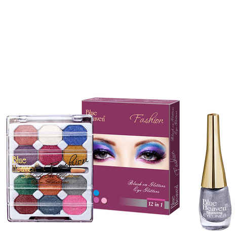 Buy Blue Heaven 12X1 Fashion Eye Shadow & Sparkeling Eyeliner 11 Combo (8 g + 5 ml) - Purplle