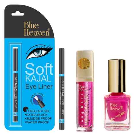 Buy Blue Heaven Long Wear Lip Color 231, Xpression Nail Paint 963 & Blue Heaven Kajal Liner Combo (6.5 ml + 9 ml + 0.31 g) - Purplle