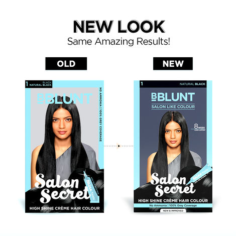 Buy BBLUNT Salon Secret High Shine Creme Hair Colour Natural Black 1 (100 gm) With Shine Tonic (8 ml) - Purplle