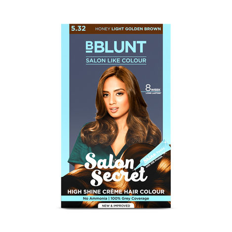 Buy BBLUNT Salon Secret High Shine Creme Hair ColourA Honey Light Golden BrownA 5.32 (100 gm) With Shine Tonic (8 ml)-Purplle