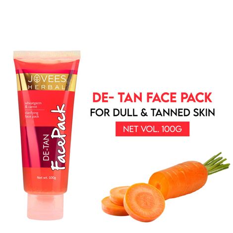 Buy Jovees Herbal De-Tan Face Pack | Contains Wheat Germ and Carrot | For Tan Removal and Skin Revitalization | Bright and Glowing Skin |100 gm-Purplle
