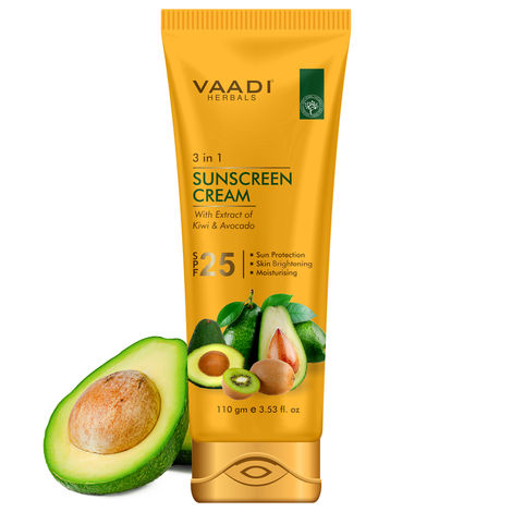 Buy Vaadi Herbals Sunscreen Cream Spf-25 With Extracts Of Kiwi & Avocado (110 g)-Purplle