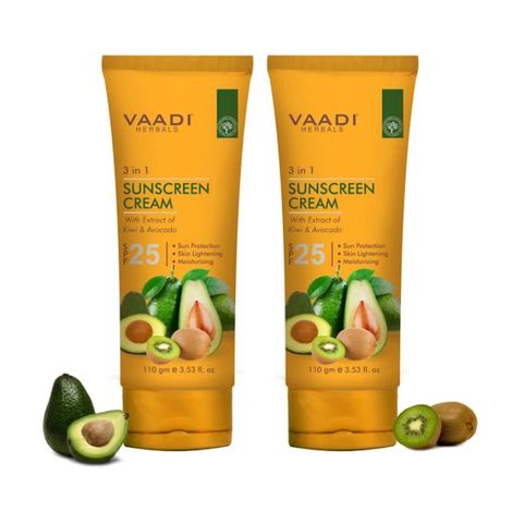 Buy Vaadi Herbals Value Pack Of 2 Sunscreen Cream Spf-25 With Extracts Of Kiwi & Avocado (110 g * 2)-Purplle