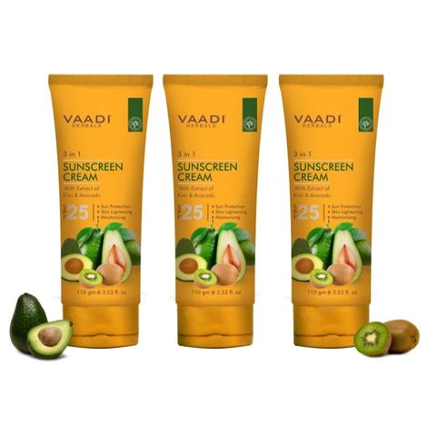 Buy Vaadi Herbals Value Pack Of 3 Sunscreen Cream Spf-25 With Extracts Of Kiwi & Avocado (110 g * 3)-Purplle
