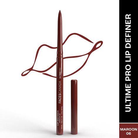 Buy FACES CANADA Ultime Pro Lip Definer - Maroon,0.35 gm | Extremely Soft & Gliding | Anti-Feathering & Lightwear | High Coverage | Waterproof | Retractable Twist Format-Purplle
