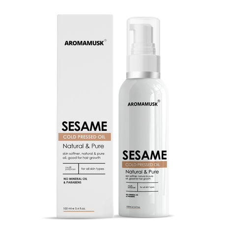 Buy AromaMusk USDA Organic 100% Pure Cold Pressed Extra Virgin Sesame Oil For Hair And Skin (100 ml)-Purplle