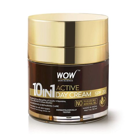 Buy WOW Skin Science Cream 10 in 1 Active Day Cream With SPF 20- No Parabens & Mineral Oil - 50mL-Purplle
