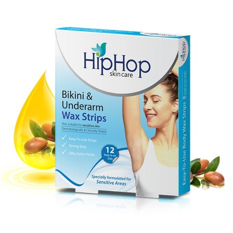 Buy HipHop Bikini & Underarm Wax Strips with Argan Oil 12 Strips-Purplle
