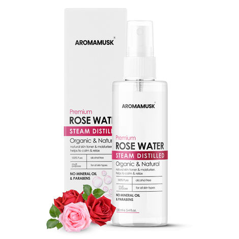 Buy AromaMusk 100% Organic & Natural Premium Rose Water For Face & Skin (100 ml) (No Alcohol, Chemical & Paraben Free)-Purplle