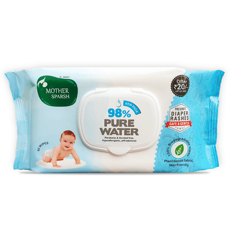 Buy Mother Sparsh 98 % Water Based Wipes (Mild -Scented) - 80 Pieces-Purplle