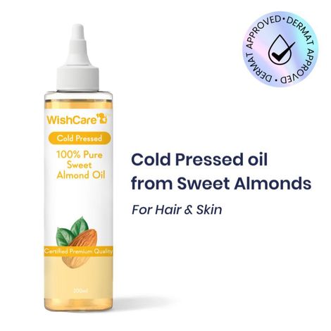 Buy WishCare 100% Pure Cold Pressed Badam Rogan Sweet Almond Oil for&nbsp;Healthy Hair & Skin|Mosturizes & Nourishes Skin|Minimizes Dandruff & Itchy Scalp|For Men & Women|200 ml-Purplle