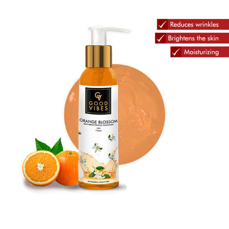 Buy Good Vibes Orange Blossom Skin Brightening Face Wash | Reduces Acne, Cleansing | No Parabens, No Mineral Oil, No Animal Testing (120 ml)-Purplle