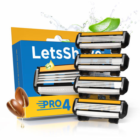 Buy LetsShave Pro 4 Shaving Razor Blades for Men, Pack of 4 Blades Cartridge (4-Count)-Purplle