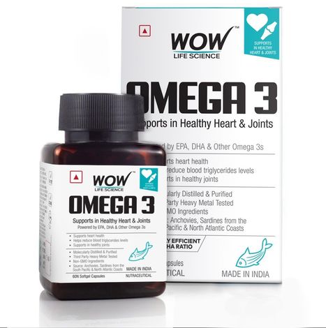 Buy WOW Life Science Omega-3 Capsules With Fish Oil - Fatty Acid Enriched 60 Capsules - 60 Capsules 1300mg-Purplle