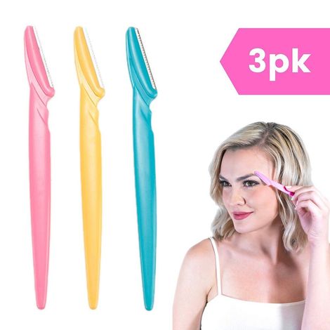 Buy Bronson Professional Eyebrow & face razor - pack of 3 | Reusable | Instant & painless hair removal | Suitable for eyebrow upper lip, chin | peach fuzz | stainless steel blade & firm grip | eyebrow razor | face razor-Purplle